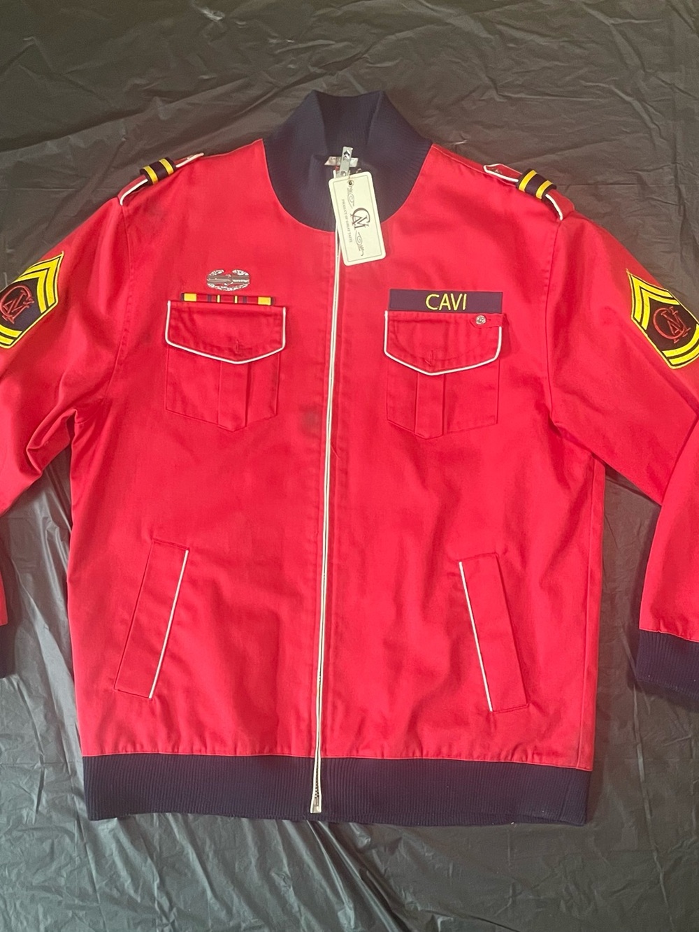 CAVI Men's Red Military-Style Field Jacket